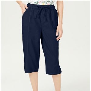 New Karen Scott Cotton Cropped Tie at Waist Pants